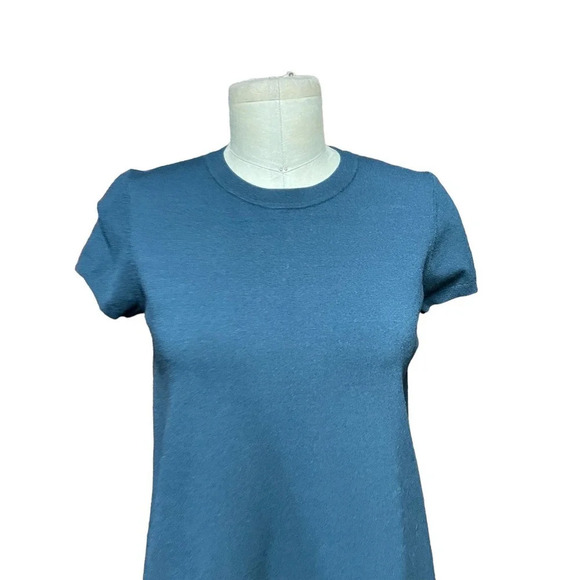 Theory Empire Prosecco Knit Short Sleeve Dress Blue Green Size Small - Picture 3 of 8